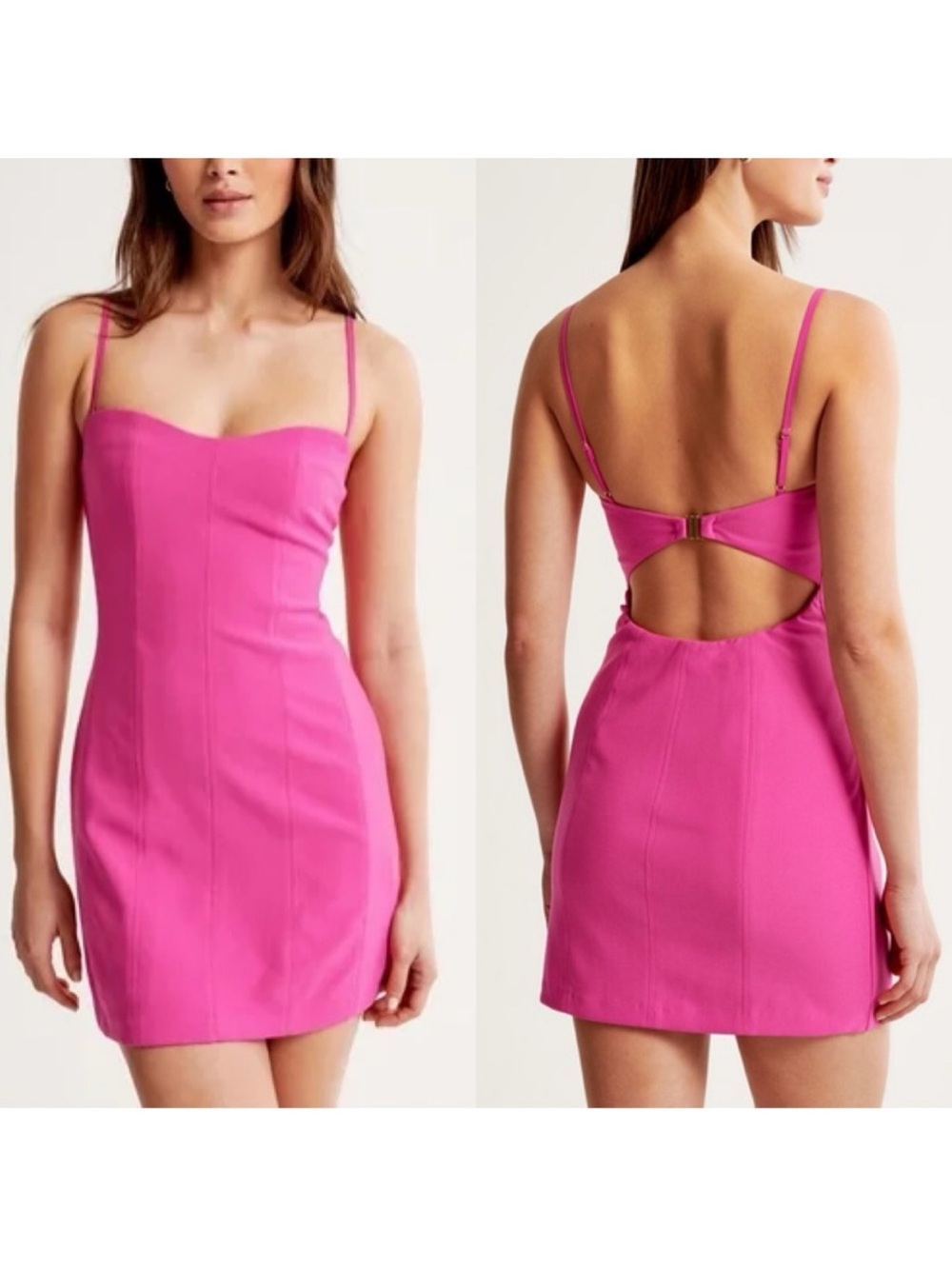 Abercrombie & Fitch Hot Pink Spaghetti Strap Cutout Mini Dress